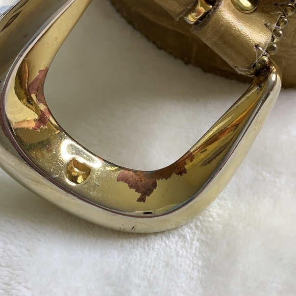 B.B. SIMON Gold Leather Studded Statement Glam Belt, M - Picture 3 of 16